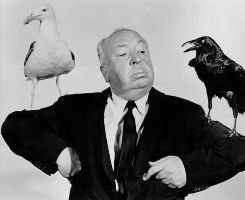Alfred Hitchcock with birds_small