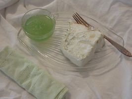 angel food cake with seafoam frosting