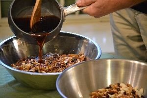 pouring the syrup over the mixture_small