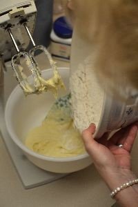 adding the dry mix to the wet batter_small