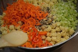 combing all the pasta salad ingredients and mixing together_small