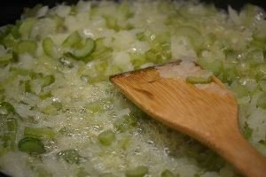 sauteeing the onions and celery in butter_small
