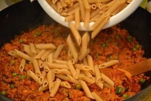 add the drained pasta to the timbale mixture_small