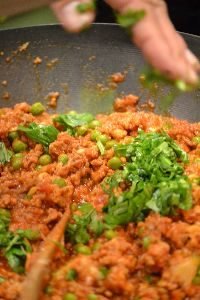 adding the basil to the timbale_small