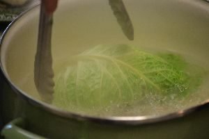 you want to blanch the cabbage leaves in boiling water_small