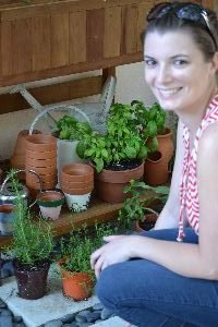 Veronica getting her herbs for her kitchen_small