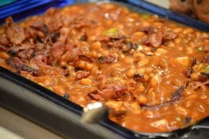 adding cooked bacon to my beans_small
