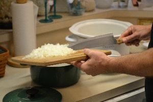 adding onion to cast iron pot and crock pot_small