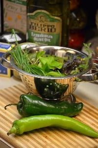 Fresh herbs and Pablano and Banana Peppers_small