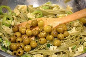 now add the olives to the pastas_small