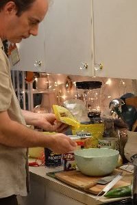 125 Gordon adding the brown sugar to the dry mixture_small