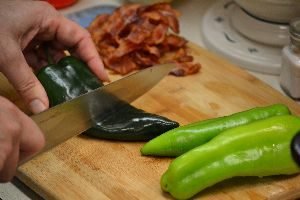 132 now you want to chop your pepeprs and bacon into small pieces_small