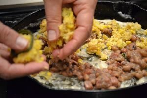 37 adding the cornbread topping_small