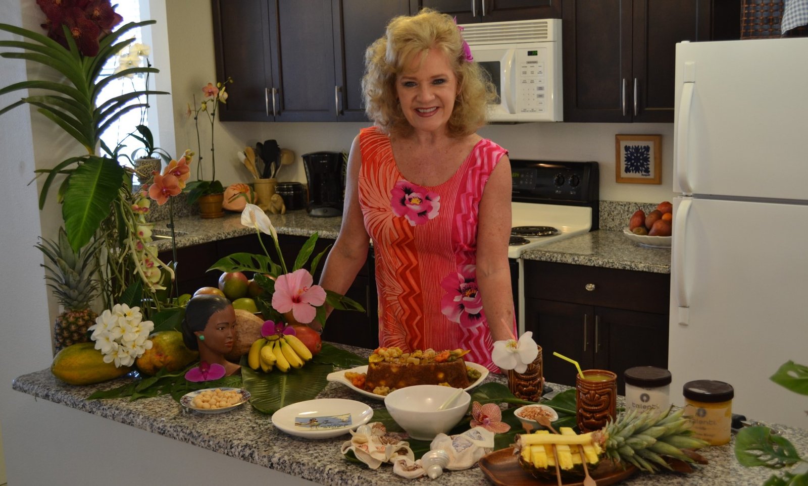 Julie’s Vintage Hawaiian Mango/Mac Nut Bread/Cake w/Pasta Flowers